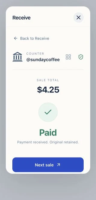 The Counter showing Paid only after its matching synthetic payment Original was admitted.